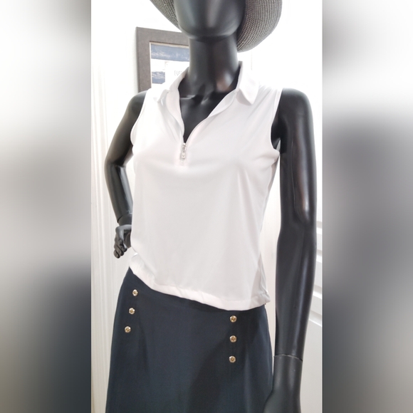 Callaway Tops - Callaway Women's White Zip-Up Sleeveless Blouse